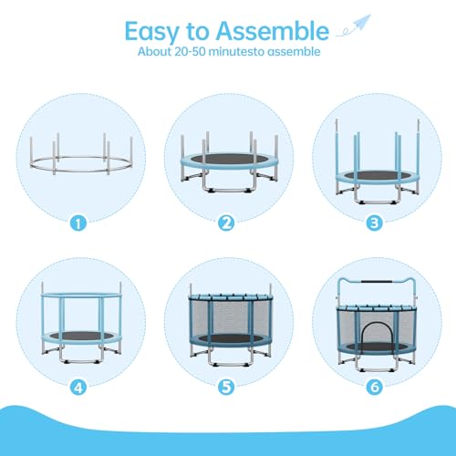 55/60" Trampoline for Kids, 4.5/5 FT Toddler Trampoline with Enclosur Net, Basketball Hoop & Sandbag, 440 LBS Capacity, Adjustable Height，Gifts for Ages 3-12 Boys & Girls