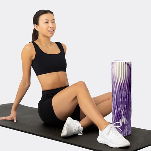 Tidal Roller - Purple Marbled - Muscle Massage Foam Roller for Back Pain & Stretching - Firm and Ergonomic Wide Wave Textured - Yoga, Athletics, & Wellness - Full Size, 20" x 5" - color: Purple Marbled