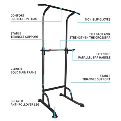 Adjustable Height Dip Bar Station, Heavy Duty Dip Station for Home Gym,Multi-function Dip Station Pull Up Bar Full Body Strength Training Workout Fitness Equipment for Tricep Dips - color: Pull Up Bar