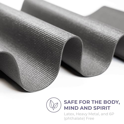 Voyage Yoga Mat, 10 Pack, 72" x 24" Professional Studio and Gym Bulk Yoga Mats, 5mm Thick, Durable, Anti-Tear, Non Slip Fitness and Exercise Mats - color: Charcoal