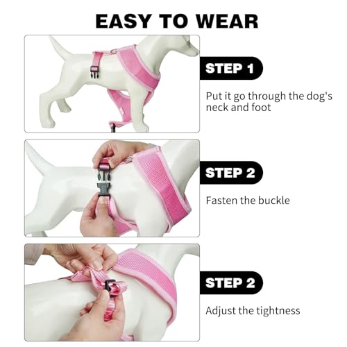 BINGPET Small Dog Harness, No Pull Step-in Puppy Pet Vest, Pink - color: Pink, size: S (NECK: 12", CHEST: 14"-18")