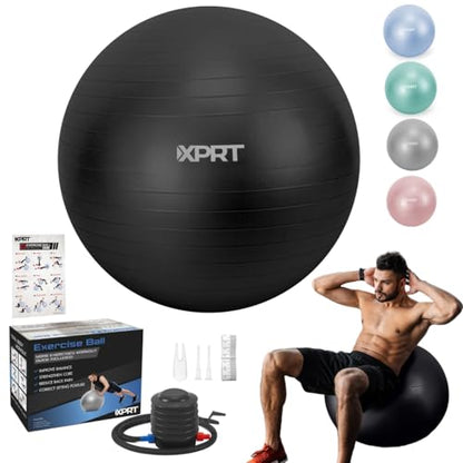 XPRT Fitness Exercise Ball (55/65/75cm) - Yoga Ball for Home Gym Workout, Physical Therapy, Balance, Stability Training - Office Ball Chair with Quick Pump (5 Colors)