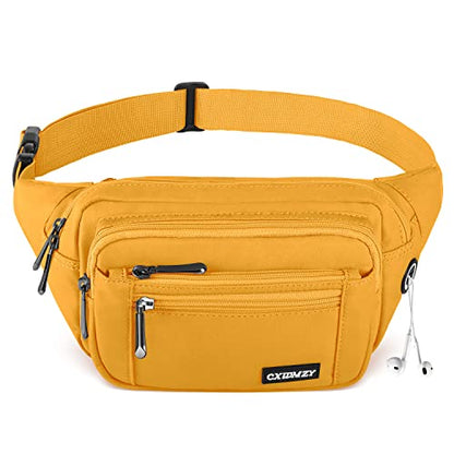 CXWMZY Fanny Packs For Women & Men Waist Pack Hip Bum Bag with Multi-Pockets Large Capacity Waterproof Casual Bum Bag for Disney Traveling Casual Cycling Running Hiking (Yellow) - color: Yellow