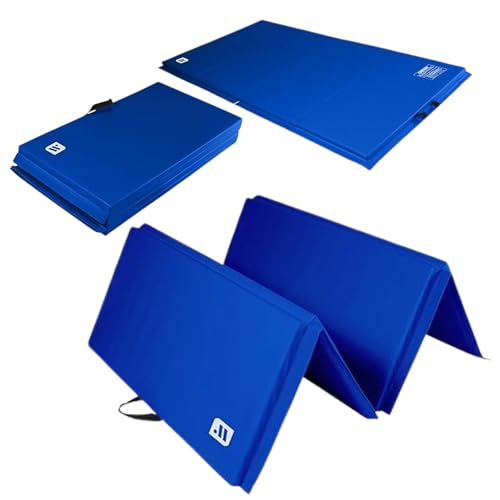 We Sell Mats 4 x 8 ft Folding Exercise Mat, 2 Inch Thick Personal Fitness & Home Gym Mat for Yoga, Pilates, Stretching & Workouts - color: Blue