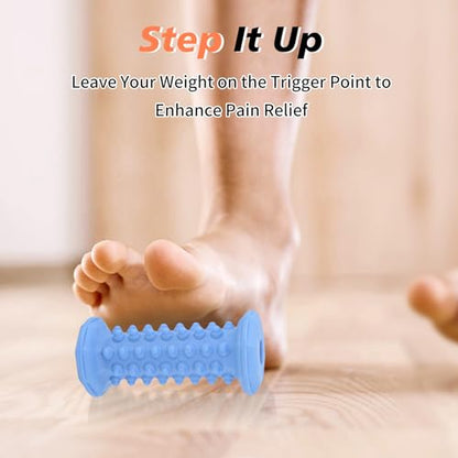 Blue Foot Massager Roller for Plantar Fasciitis, Arch Heel Pain Relief - color: Blue
