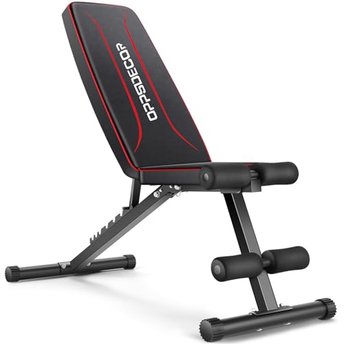 OPPSDECOR Adjustable Basic Weight Bench, Foldable Workout Benches for Home Gym, 8 Backrest Position Exercise Bench for Strength Training, Upgraded Thickened Steel Support Max Capacity 660LBS