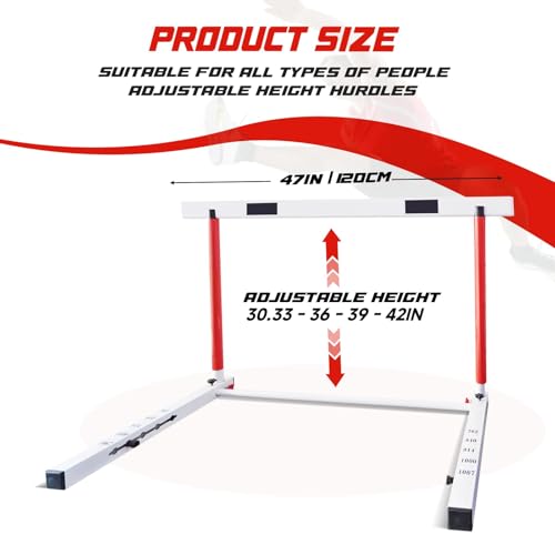 Adjustable Track and Field Hurdles Height Sports Training Hurdle with Counterweight Heavy Duty Track and Field Equipment Practice Training from 30 to 42 Inch for Athletes Adults - size: 1 pc
