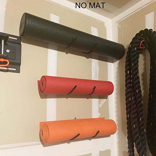 Yoga Mat Foam Rollers Wall Rack Wall Storage Mount Wall Holder Storage Shelf for Foam Rollers and Yoga Mat, Up to 8 Inch Diameter - No Mat -4/PK