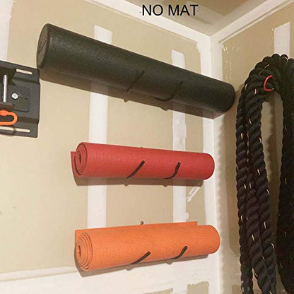 Yoga Mat Foam Rollers Wall Rack Wall Storage Mount Wall Holder Storage Shelf for Foam Rollers and Yoga Mat, Up to 8 Inch Diameter - No Mat -4/PK