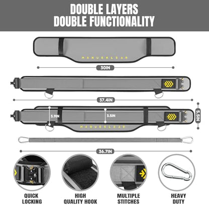 MANUEKLEAR 2-in-1 Weightlifting Belt & Dip Belt with 36.7 IN Rope, Double-Layer Weight Lifting Belts, Powerlifting Gym Weighted Belt for Pull Up Squat - color: Sleek Grey, size: L(34-37in)
