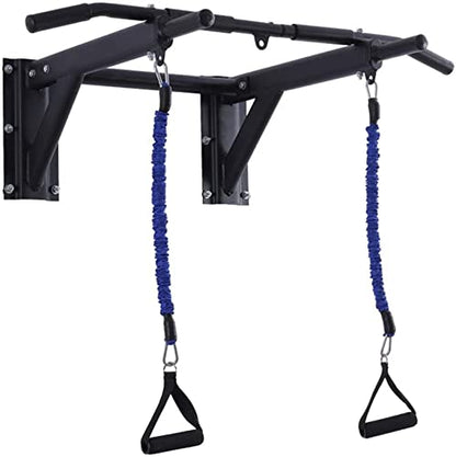 Pull Up Bar, Wall Mounted Metal Chin Up Bar, With Pull Rope And Three Rings, Home Fitness Exercise Bracket, Load 200Kg