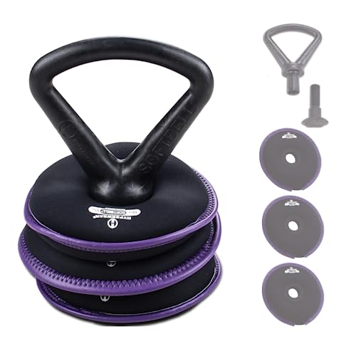 Hyperwear SoftBell Adjustable Kettlebell Set - Soft, Vinyl-Coated Weight Plates with Rubber Base - Versatile Home Gym Equipment - Compatible with SoftBell Barbell & Dumbbell
