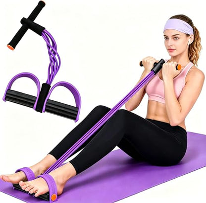 SUJEB Pedal Exercise Resistance Bands Puller with Handles - 6-Tube Natural Latex Elastic Tension Rope Equipment for Fitness Pilates Stretching Slimming Workout