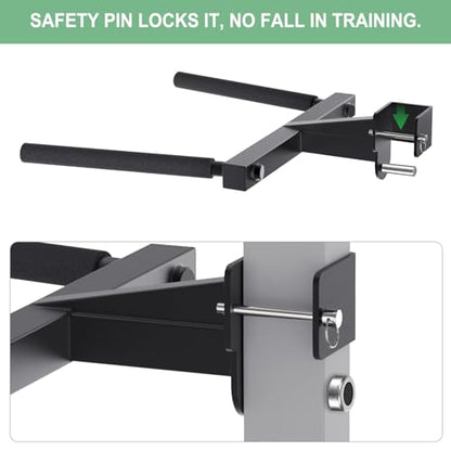 SELEWARE Squat Rack Attachment, Y-Shaped Dip Bar Attachment, Nordic Hamstring Curl Attachment and Lever Arms for 2x2 or 3x3 Power Rack with 5/8" or 1" Hole, Power Cage Accessories for Home Gym