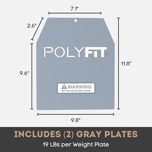 Polyfit Weight Vest Plates - Weighted Plates for Strength Training Vests - color: 19 LB (Gray) Pair