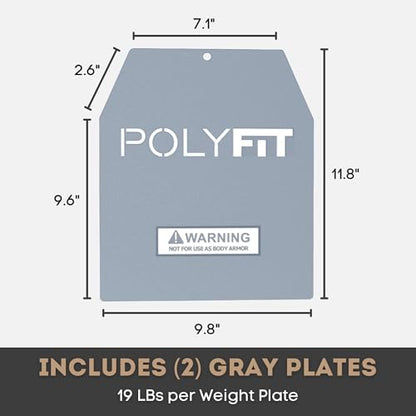 Polyfit Weight Vest Plates - Weighted Plates for Strength Training Vests - color: 19 LB (Gray) Pair