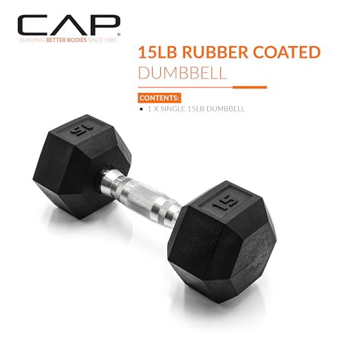 CAP Barbell Coated Hex Dumbbell Weight - Single | 10-120 lbs | Multiple Options