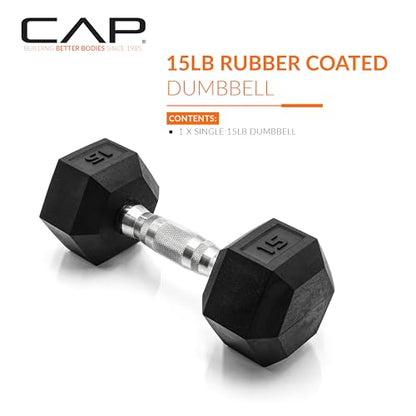 CAP Barbell Coated Hex Dumbbell Weight - Single | 10-120 lbs | Multiple Options