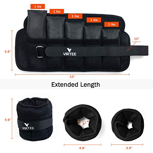 Adjustable Ankle Weights 1-3 Lbs Pair with Removable Weight for Men Women - color: 10 lbs Pair ( 5 lbs per pack ), Black