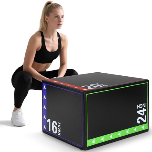 3 in 1 Plyo Box,High Density EPE Core and Non-Slip & Easy to Clean PVC Leather Cover,Exercise Box Home Gym Workout Trainer for Plyometric Jump Training,HIIT Workouts and Lower Body Strength
