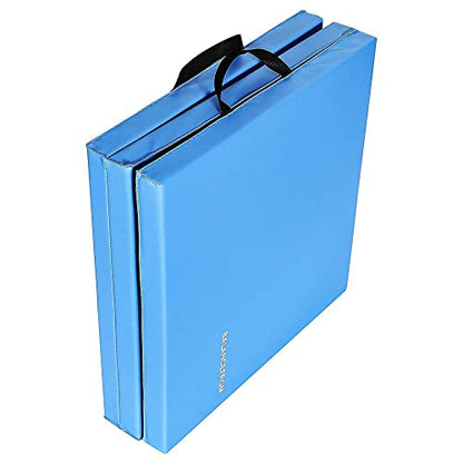 BalanceFrom 2-Pack 6x2 Feet 3-Panel Folding Gymnastics Mat, Blue – 2-Inch Thick Pad with Vinyl Surface and Carrying Handles for Tumbling, Yoga, Pilates, Home Workouts, and Martial Arts