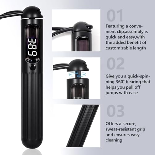 Smart Jump Rope,Cordless Jump Rope with LCD Display Counter,APP Data Analysis,Cordless Ball Counterweight Skipping Rope,Suitable for Women, Men, all Age Groups Adjustable Skipping Rope