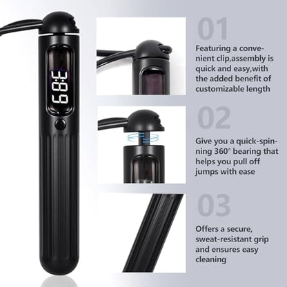Smart Jump Rope,Cordless Jump Rope with LCD Display Counter,APP Data Analysis,Cordless Ball Counterweight Skipping Rope,Suitable for Women, Men, all Age Groups Adjustable Skipping Rope