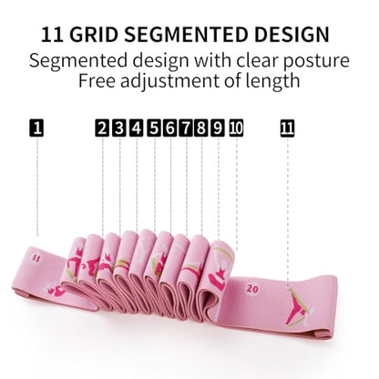 Extra-Wide Yoga Stretch Straps with 11 Loops - Adjustable & Reinforced Stretching Bands for Pilates, Dance, Gymnastics & Physical Therapy, Premium Home Training Equipment