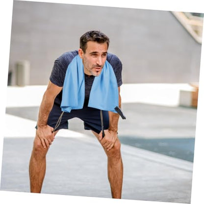 Cabilock Quick Dry Sports Towel for Travel and Camping, Superfine Fiber Microfiber Sweat Absorbent Cooling Towel Compact Blue Mesh Bag, 40x80cm for Neck and Face