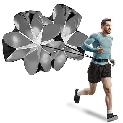 Running Speed Parachute, 2 Pack Speed Resistance Parachute with Adjustable Strap Training Parachute Speed Chute for Speed and Acceleration Training 56 inch