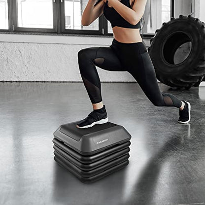 Philosophy Gym Aerobic Exercise Adjustable High Step Platform, with 4 Risers Included - color: Gray
