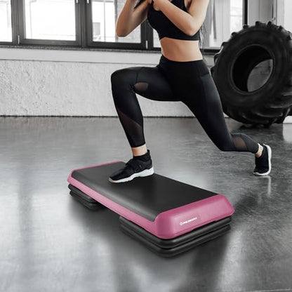 Philosophy Gym Aerobic Exercise Adjustable Step Platform, Health Club Size, with 4 Risers Included - color: Pink
