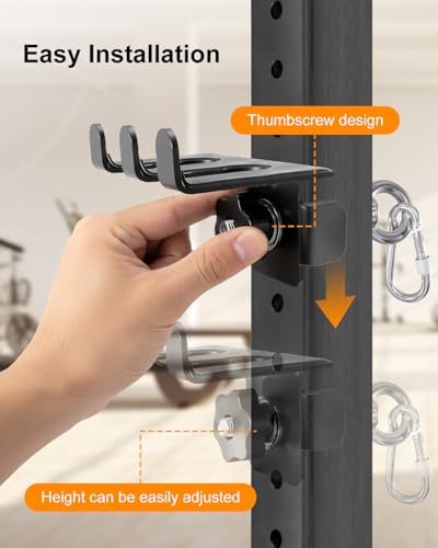 2-in-1 Olympic Barbell Holder Compatible with 2x2 2x3 Power Rack, Heavy Duty Barbell Storage with Resistance Band Anchor, Steel Bar Hanger for 5/8-1 Inch Holes - size: 2x2 2x3 Power Rack