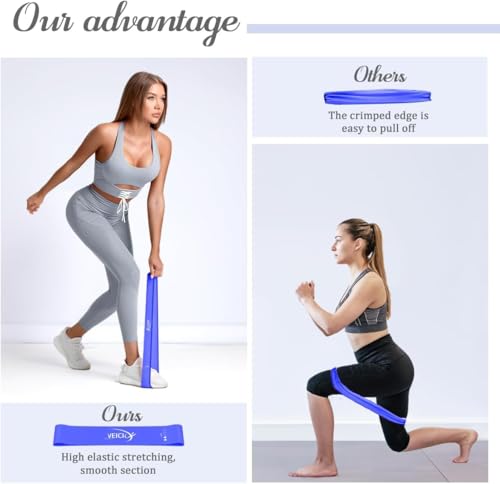 VEICK Resistance Loop Bands Set of 5, Exercise Bands with 5 Resistance Levels, Stackable Workout Bands for Strength Training, Pilates, Fitness Gear for Men Women Home Gym Office Travel - color: Blue
