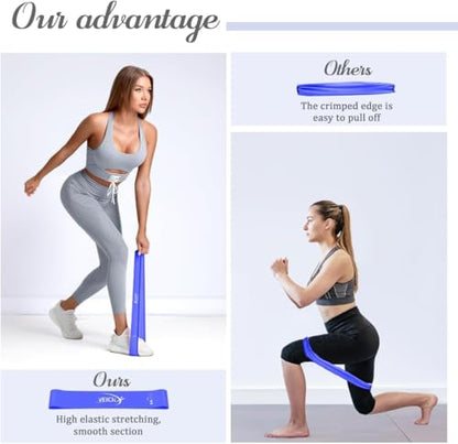 VEICK Resistance Loop Bands Set of 5, Exercise Bands with 5 Resistance Levels, Stackable Workout Bands for Strength Training, Pilates, Fitness Gear for Men Women Home Gym Office Travel - color: Blue