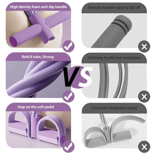 6-Tube Pedal Puller Resistance Rope,Foot Pedal Resistance Band,Yoga Elastic Exercise Bands, for Women Jump Fitness, Abdomen/Arm Weight/Waist/Leg Stretching Slimming Training - color: Purple