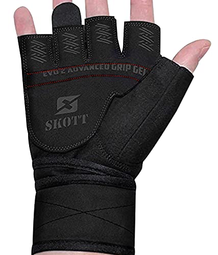 Evo 2 Weightlifting Gloves with Integrated Wrist Wrap Support-Double Stitching for Extra Durability-Get Ripped with The Best Body Building Fitness and Exercise Accessories