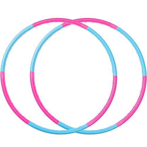 Liberry Kids Exercise Hoop, Detachable Fitness Rings for Workout, Adjustable Plastic Hoop for Home, Gym, Dance, Sport Toy Gift in Blue, Pink - size: 2 pack-12 pieces