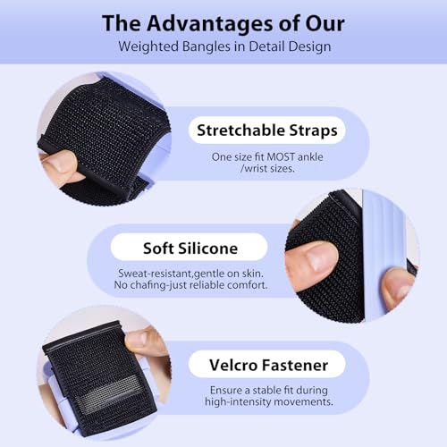 Pilates Wrist and Ankle Weights for Women - Adjustable Weighted Bangles for Men, 2 lbs Weighted Arm Bands Foot Leg Weights for Walking, Yoga, Training, Exercise, Running, Set of 2 (1LB Each) - color: Blue