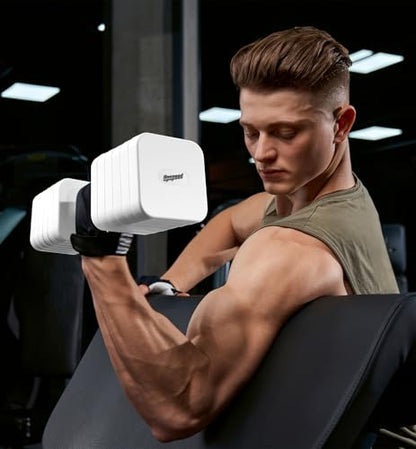 Adjustable Dumbbell Set for Women Men 7.5LB/10LB/15LB/20LB/25LB Each - color: White, style: 15LB Each [30 LBS Total]