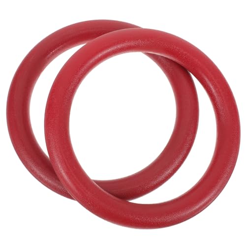 INOOMP 2pcs Portable Gymnastics Hanging Rings Abs with Adjustable Straps, Red Pull-up Exercising Rings for Indoor Outdoor Home Fitness and Calisthenics Training