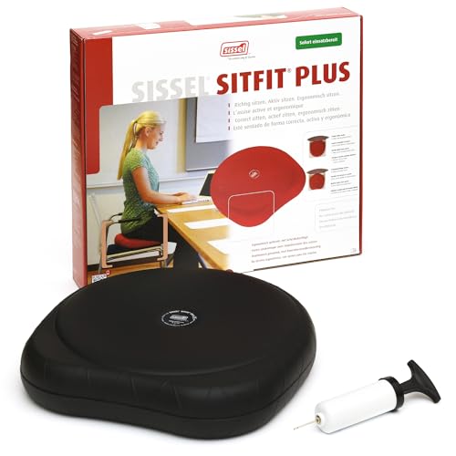 SISSEL SITFIT 14in Red | Active Sitting & Training | Strengthens Back & Pelvic Floor Muscles | Versatile Use: Legs & Veins | Adjustable Pressure | Includes Exercise Poster - color: Black