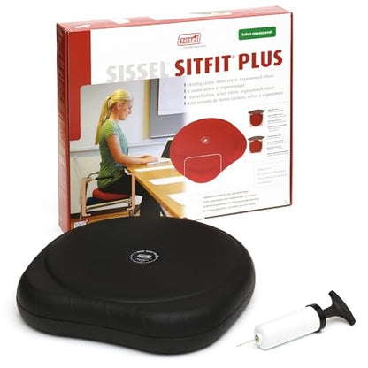 SISSEL SITFIT 14in Red | Active Sitting & Training | Strengthens Back & Pelvic Floor Muscles | Versatile Use: Legs & Veins | Adjustable Pressure | Includes Exercise Poster - color: Black