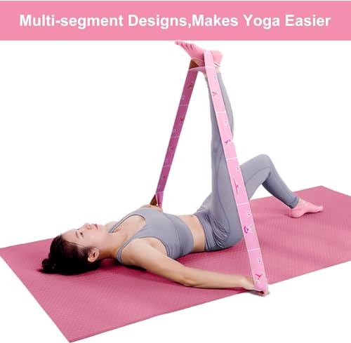 Stretching Strap with Loops, Improve Body Flexibility Elastic Yoga Stretching Strap Backbend Assist Trainer Leg Stretch Strap Home Gym Equipment for Pilates Splits Ballet Dance Gymnastics Rehab
