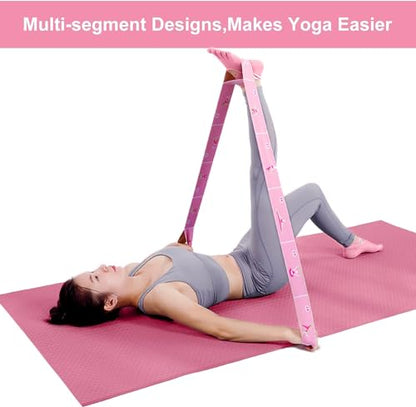 Stretching Strap with Loops, Improve Body Flexibility Elastic Yoga Stretching Strap Backbend Assist Trainer Leg Stretch Strap Home Gym Equipment for Pilates Splits Ballet Dance Gymnastics Rehab
