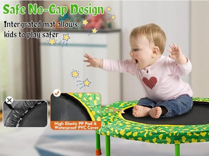 36 Inch Kids Trampoline Mini Trampoline with Handle, 36'' Indoor Outdoor Trampolines for Kids, Toddler Small Mini Baby Fitness Rebounder Recreational Trampolines, Birthday Gift Ideas - color: Green