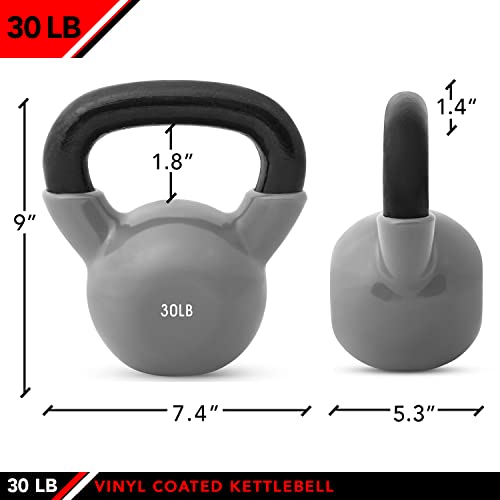 JFIT Kettlebell Weights Vinyl Coated Iron - style: 30lb (Gray)