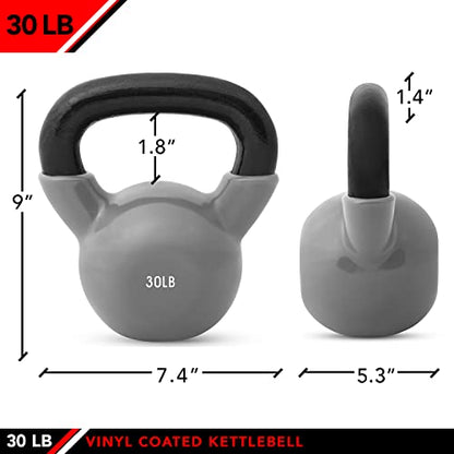 JFIT Kettlebell Weights Vinyl Coated Iron - style: 30lb (Gray)