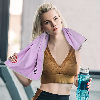 24 Pcs Microfiber Gym Towels for Men and Women, Soft Be Fearless Sweat Workout Towels for Yoga Sports Exercise Fitness Bath Home Cycling Swimming Camping