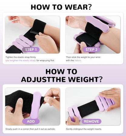Ankle Weights Wrist Weight for Women Men, Set of 2, 1 lb/2 lb Each - color: Purple, size: 2lb each weight (4lbs Pair)